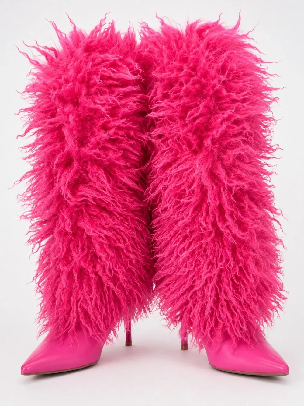 Fuchsia Faux-Fur Knee-High Boots - Women